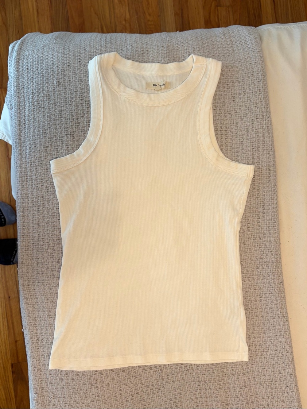 Madewell Cream High Neck Ribbed Tank Top